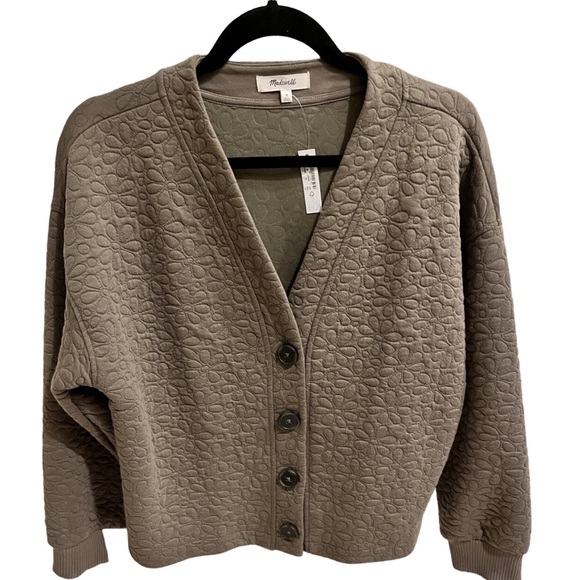 Madewell Sweaters - New with tag Madewell Olive Quilted Cardigan - Medium